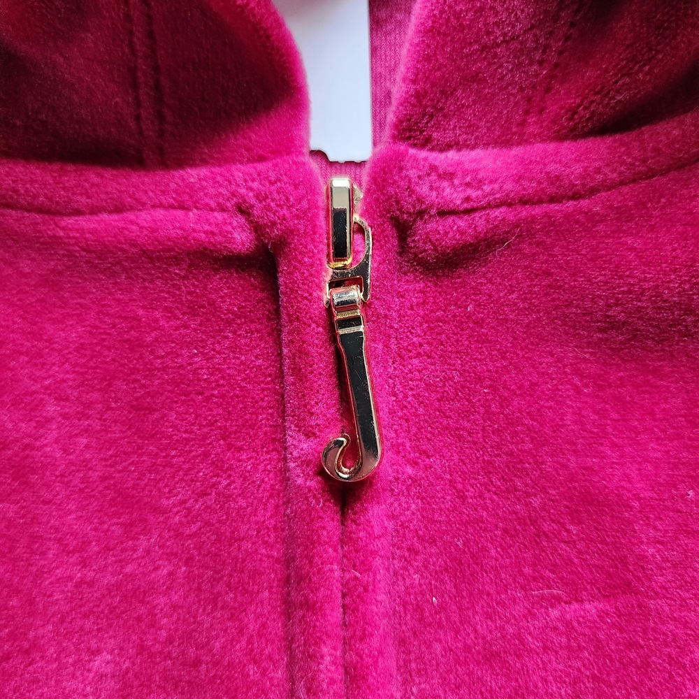 Juicy Couture Magenta Pink Velour Bedazzled Tracksuit Hoodie - Picture 5 of 10